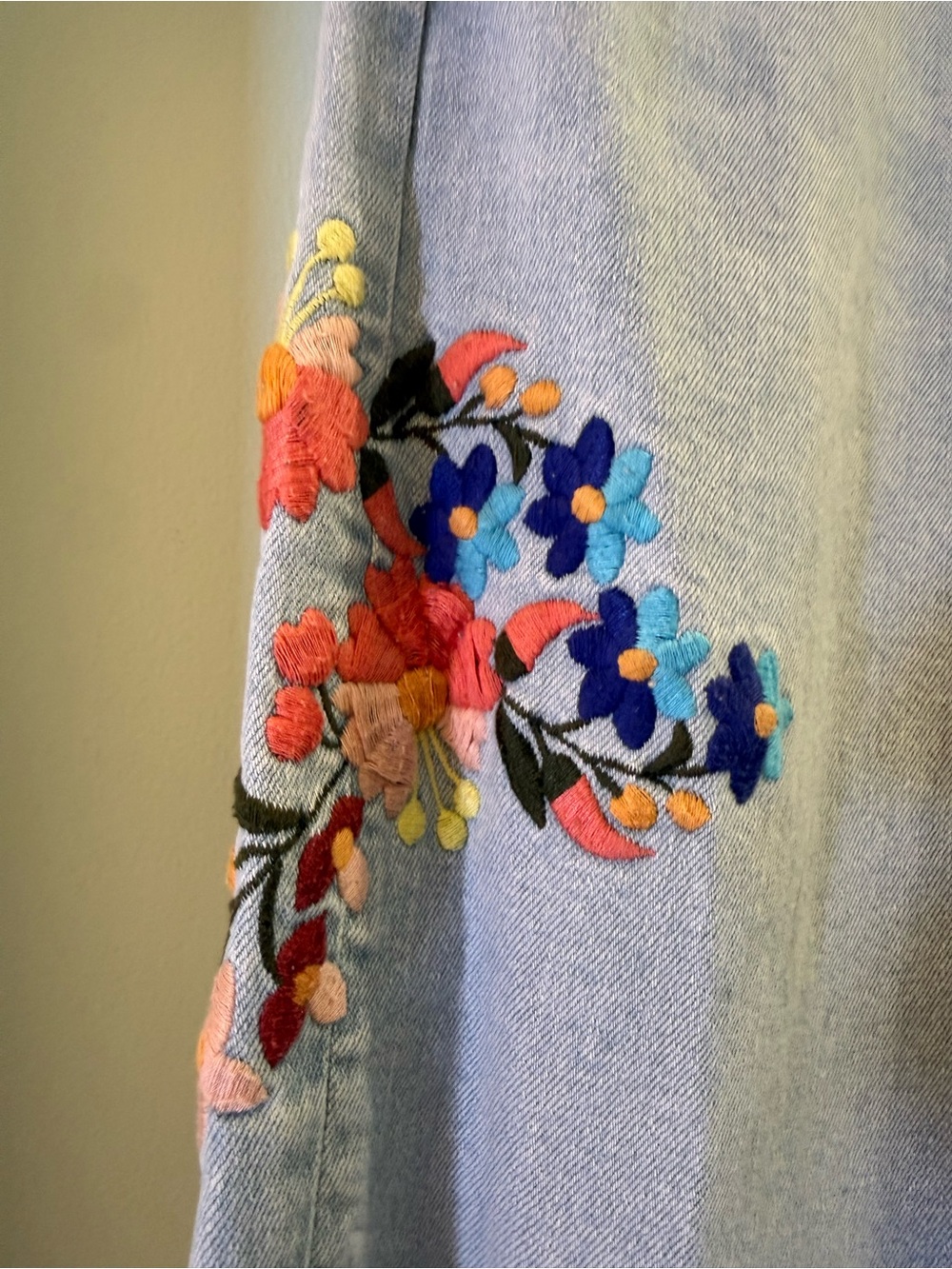 Pilcro and the Letterpress Light Blue Straight Leg Jeans with Floral Embroidery - Picture 4 of 6